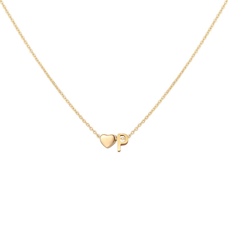 Glimmerst Initial Heart Necklace 18K Gold Plated Stainless Steel Tiny Heart Letter P Necklace Personalized Monogram Name Necklace for Women - Image 1